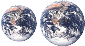 Illustration comparing the Earth with an Earth-like planet 26% larger.