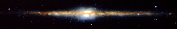 Constructed edge-on view of the Milky Way galaxy: NASA Goddard Space Flight Center.
