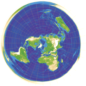 A polar projection of the Earth.