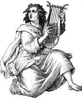 Sketch of King David playing his harp.