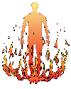 Animation of a soul burning in hellfire.
