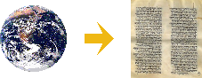 Ancient text: encoded in terms of the ancient writer's experience.