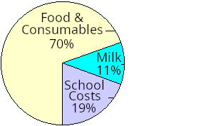 Pie chart of a per person per day budget.