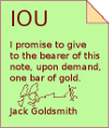 A paper receipt that represents a real gold bar.
