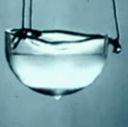 Liquid helium in an open container.