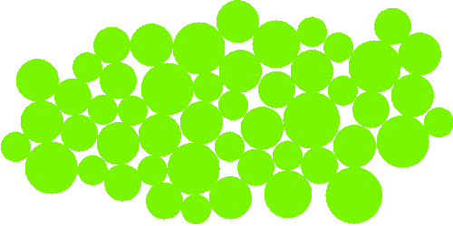 A gleba landscape with a mixed distribution of sizes.