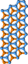 Graphite multi-layered hexagonal network.