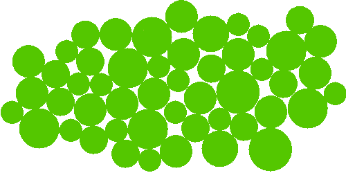 A gleba landscape with a mixed distribution of sizes.