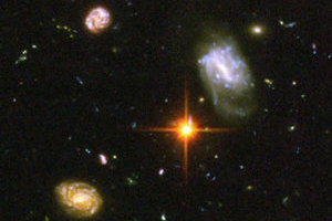 A deep field view of cosmic objects.