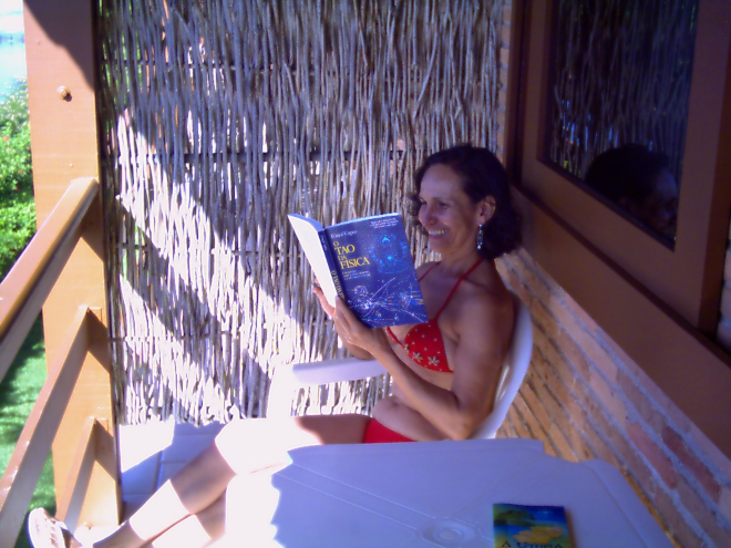 Dayse having a relaxing read in the afternoon, after a morning on the beach at Maragogi, Alagoas in 2008