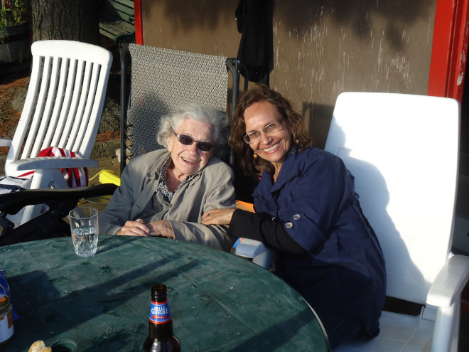 Com minha amiga Pierrette perto de Saint-Georges, Quebec.