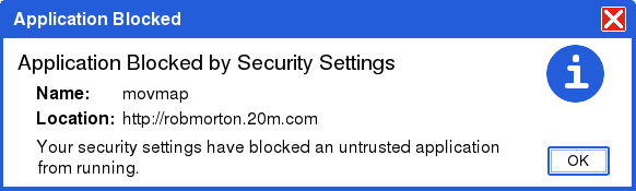 Application blocked warning.