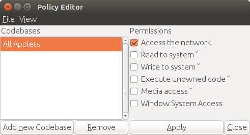 The Open Source IcedTea's access policy editor.