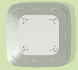 Underside view of the Universal Terrestrial Dwelling, showing the boundaries of the internal divisions.