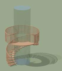 Oblique view of the central staircase and lift shaft of the Universal Terrestrial Dwelling.