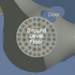 Cut-away showing the ground floor of the bedroom module of the landshare dwelling.