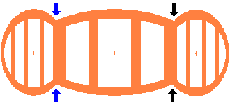 Three adjacent doorway frames for a shell module of the landshare dwelling.
