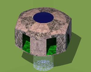 Hub version of an oblate ellipsoidal module of the landshare dwelling.