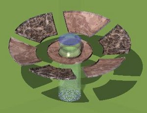 Exploded bottom panels with petal support.