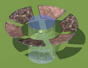 Exploded bottom panels with hub support.