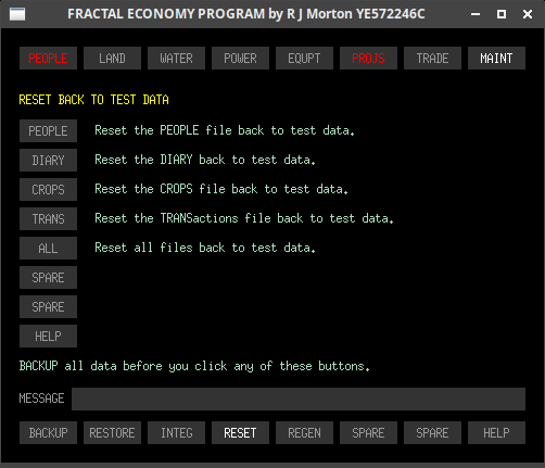 The maint-reset sub-tab of the Fractal Economy Program.