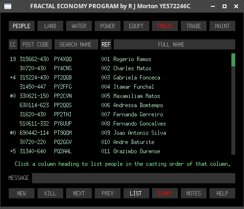 Tab 0, sub-tab LIST of the Fractal Economy Program.