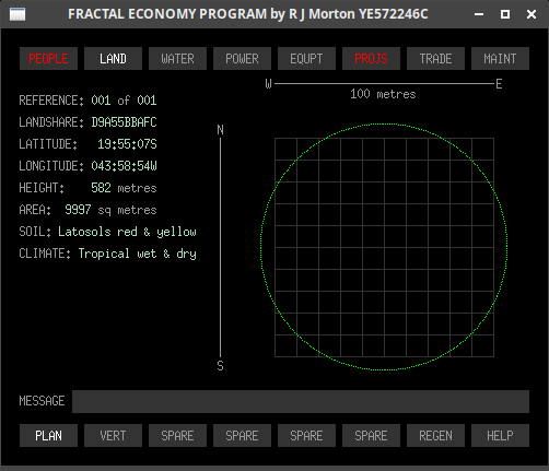 Tab 1 PLAN sub-tab of the Fractal Economy Program.