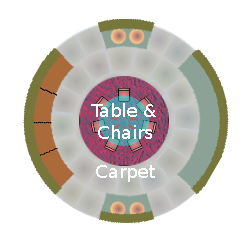 Plan view of the kitchen-diner of the futuristic eco-residence.