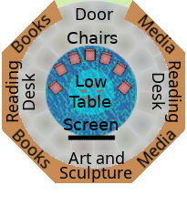 Plan view of the lounge area of the Universal Terrestrial Dwelling.