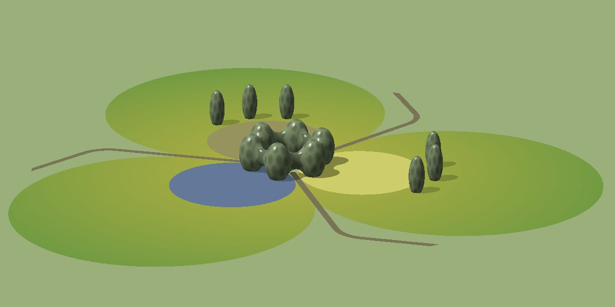 View of the complete farmlet from a 20 degree elevation.
