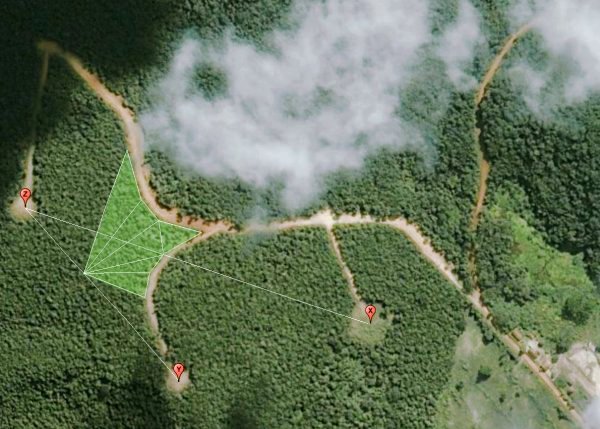 Aerial view of the demarcated plot of land located between Caeté and Barão de Cocais.