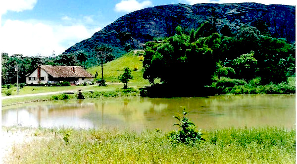 The farmhouse and lake pertaining to the farm, about half way between Caeté and Barão de Cocais, from which our proposed plot of land was to be purchased.