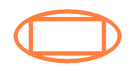 The basic frame of the module surrounded by the elliptical super-frame.