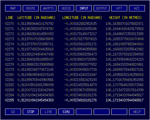 Input Tab of Global Navigator II originated and written in 'C' by Robert John Morton YE572246C.