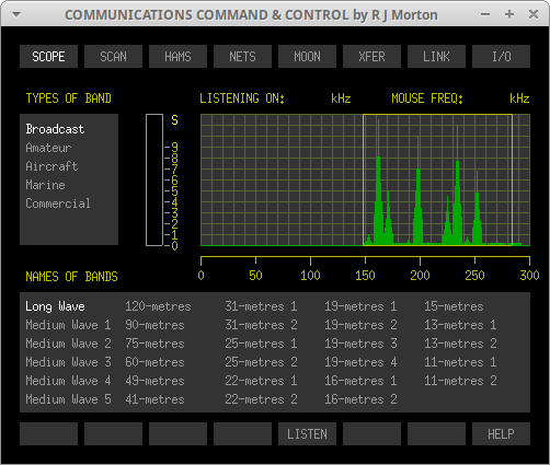 SCOPE Tab of Communications Command & Control program originated and written in 'C' by Robert John Morton YE572246C