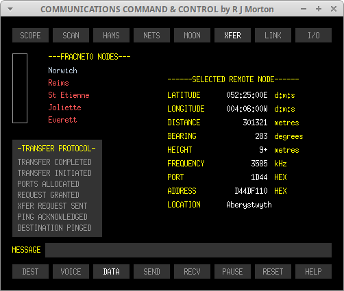 XFER->RECV sub-tab of Communications Command & Control program originated
and written in 'C' by Robert John Morton YE572246C.