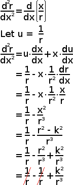 Calculation of second-order rate of change between separation and path distance of the two spheres.