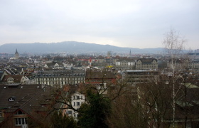 View of Zurich, showing that objects can be very different in size.