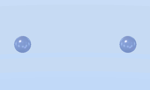 Animation illustrating a pair of identical planets in mutual orbit around a common centre.