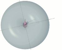 Animation showing the top view of the envelope of precession of a fly-wheel from an elevation of 80°.