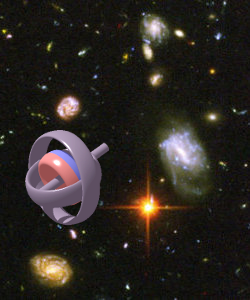 While unperturbed, a rotating gyro wheel maintains a fixed orientation within the universe.