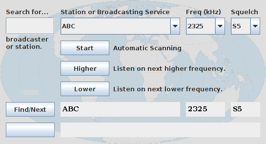 Front panel image of the HF Receiver applet by Robert John Morton, which ran live in the old Java capable browsers.