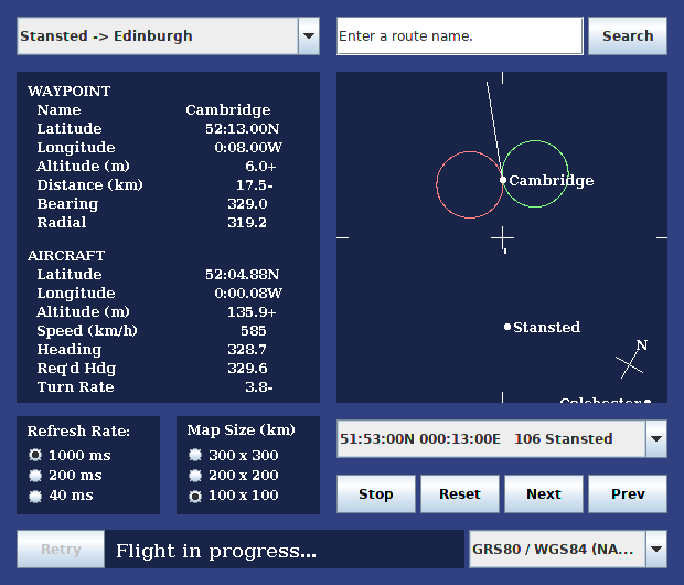 Image of front panel of moving map global navigator applet.