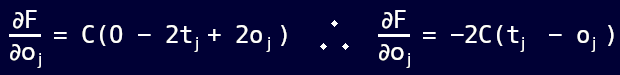 MLP training: output error from a change in a particular weight.