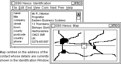 The EBS Nexus geographic information windows.