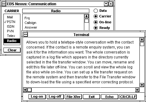 EBS Nexus terminal-based communication.