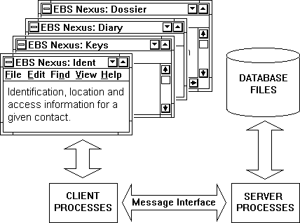 EBS Nexus client-server implementation schematic.