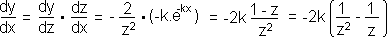 Apply chaining rule to simplify dy/dx.