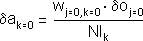 Change in activation level for the hidden layer.